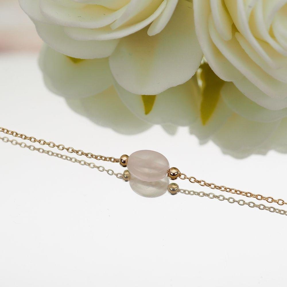 Bracelet Lyam - Plaqué Or et Quartz Rose - Aurore & Luna