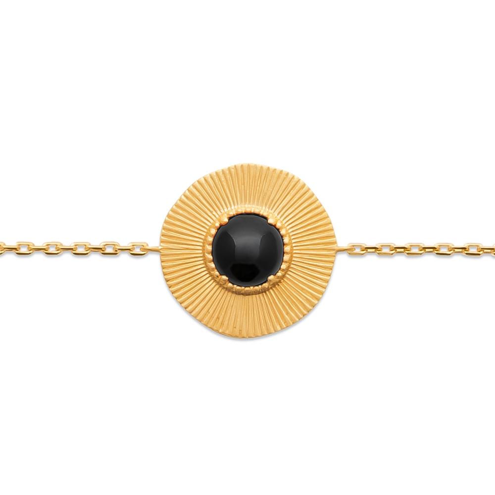 Bracelet Marine - Plaqué Or et Agate Noire - Aurore & Luna