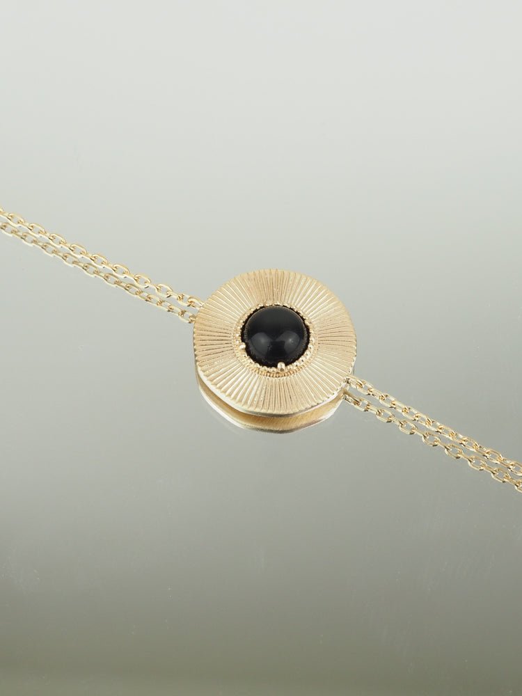 Bracelet Marine - Plaqué Or et Agate Noire - Aurore & Luna