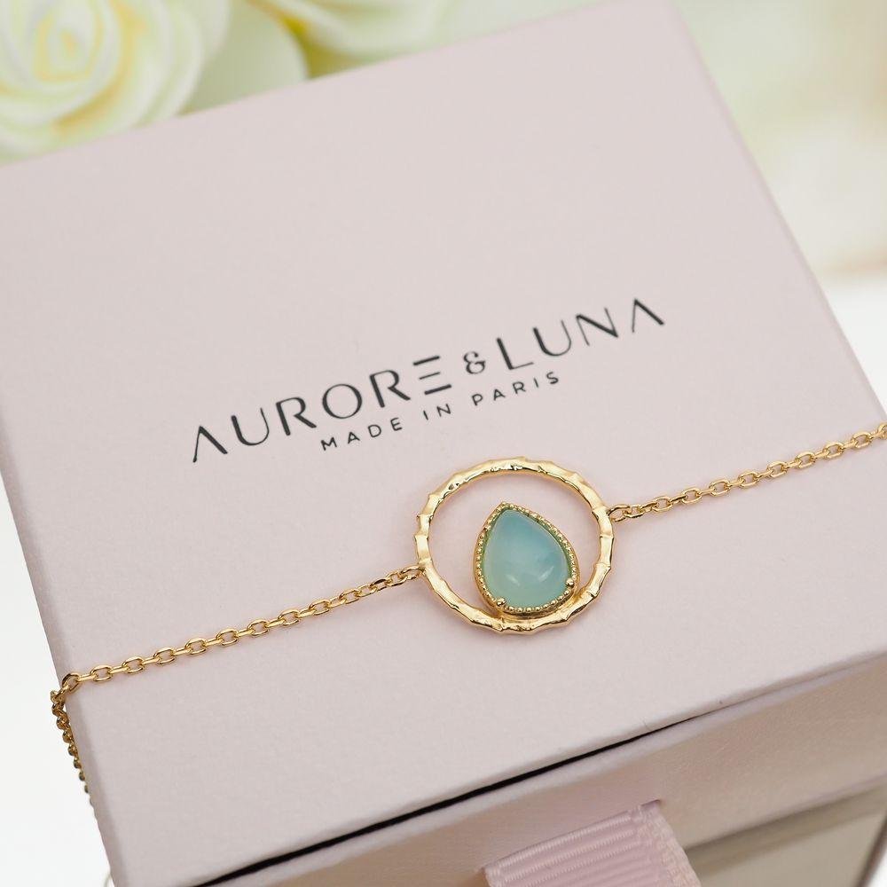 Bracelet Nina - Plaqué Or et Agate Bleue - Aurore & Luna