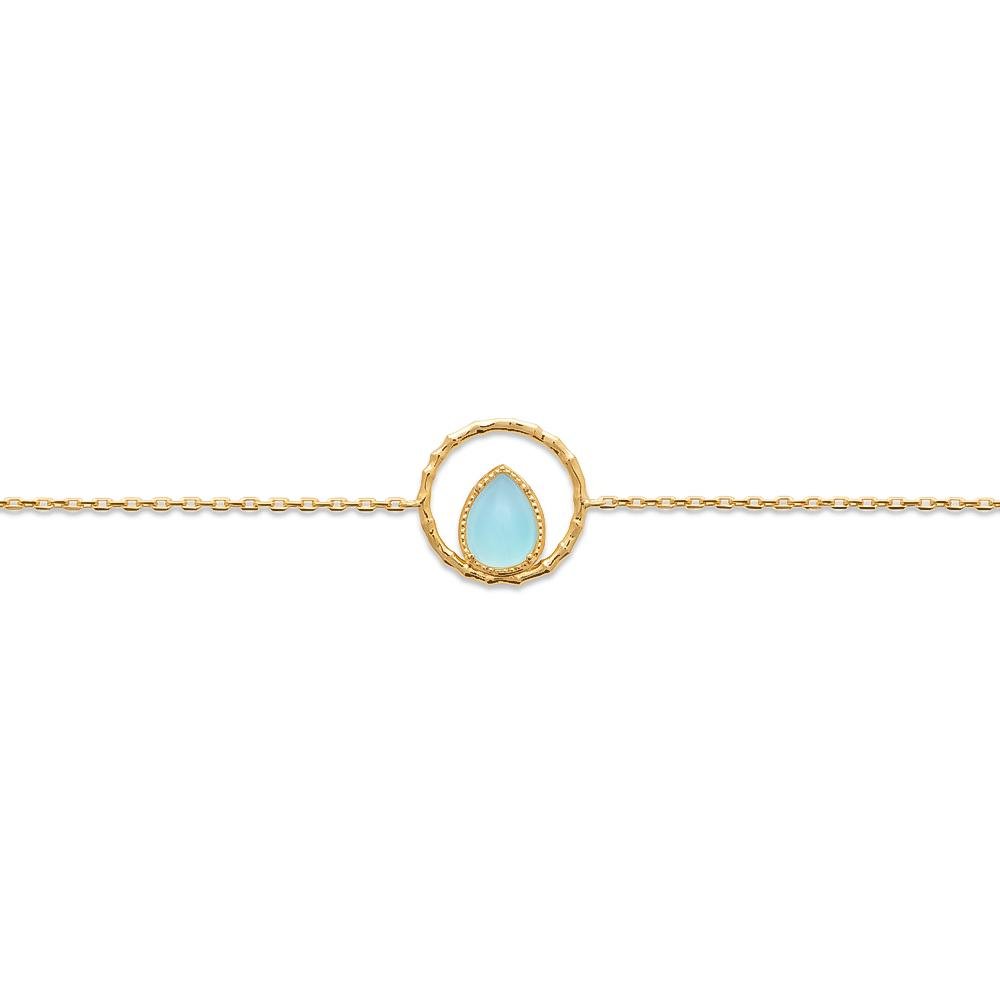 Bracelet Nina - Plaqué Or et Agate Bleue - Aurore & Luna