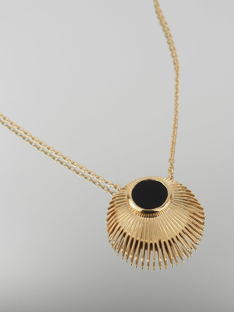 Collier Alexia - Plaqué Or et Agate Noire - Aurore & Luna