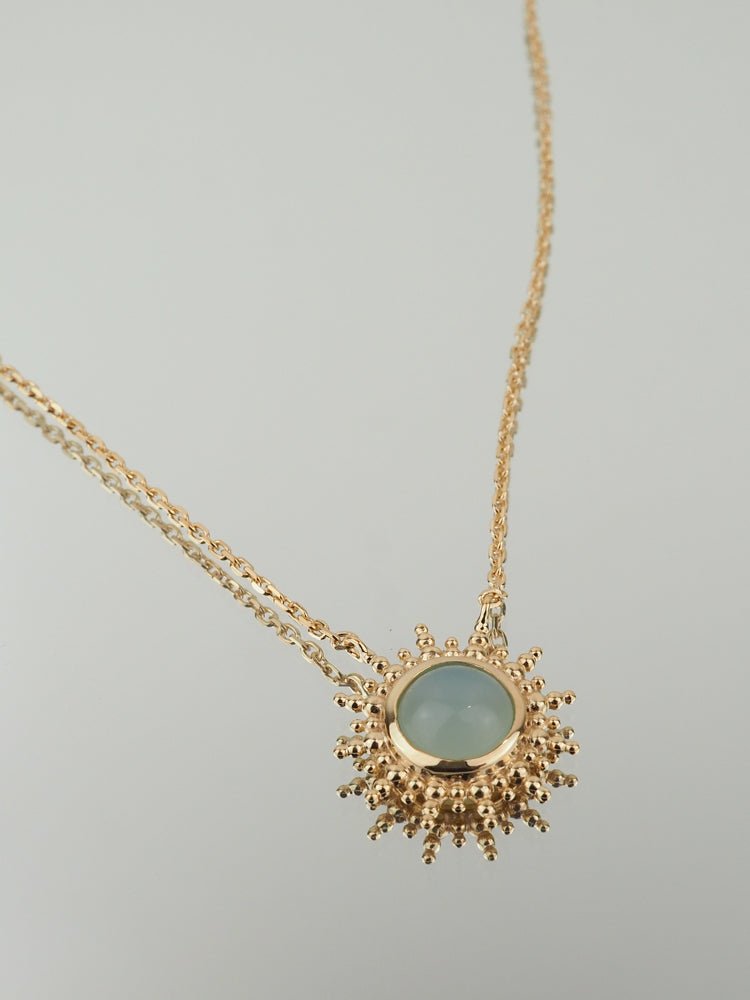 Collier Alice - Plaqué Or et Agate Bleue - Aurore & Luna