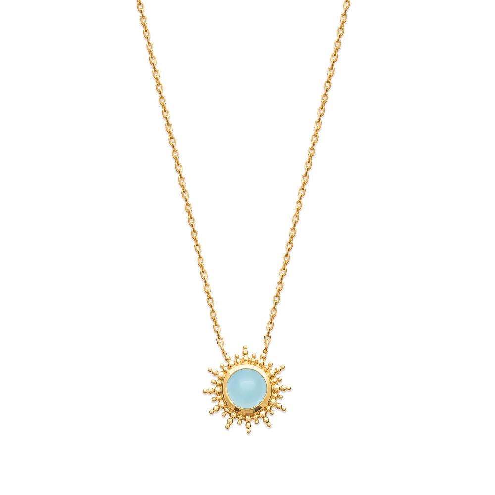 Collier Alice - Plaqué Or et Agate Bleue - Aurore & Luna