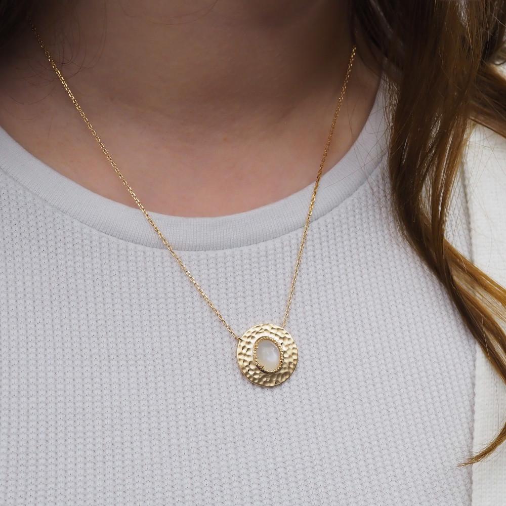 Collier Barbara - Plaqué Or et Pierre de Lune - Aurore & Luna