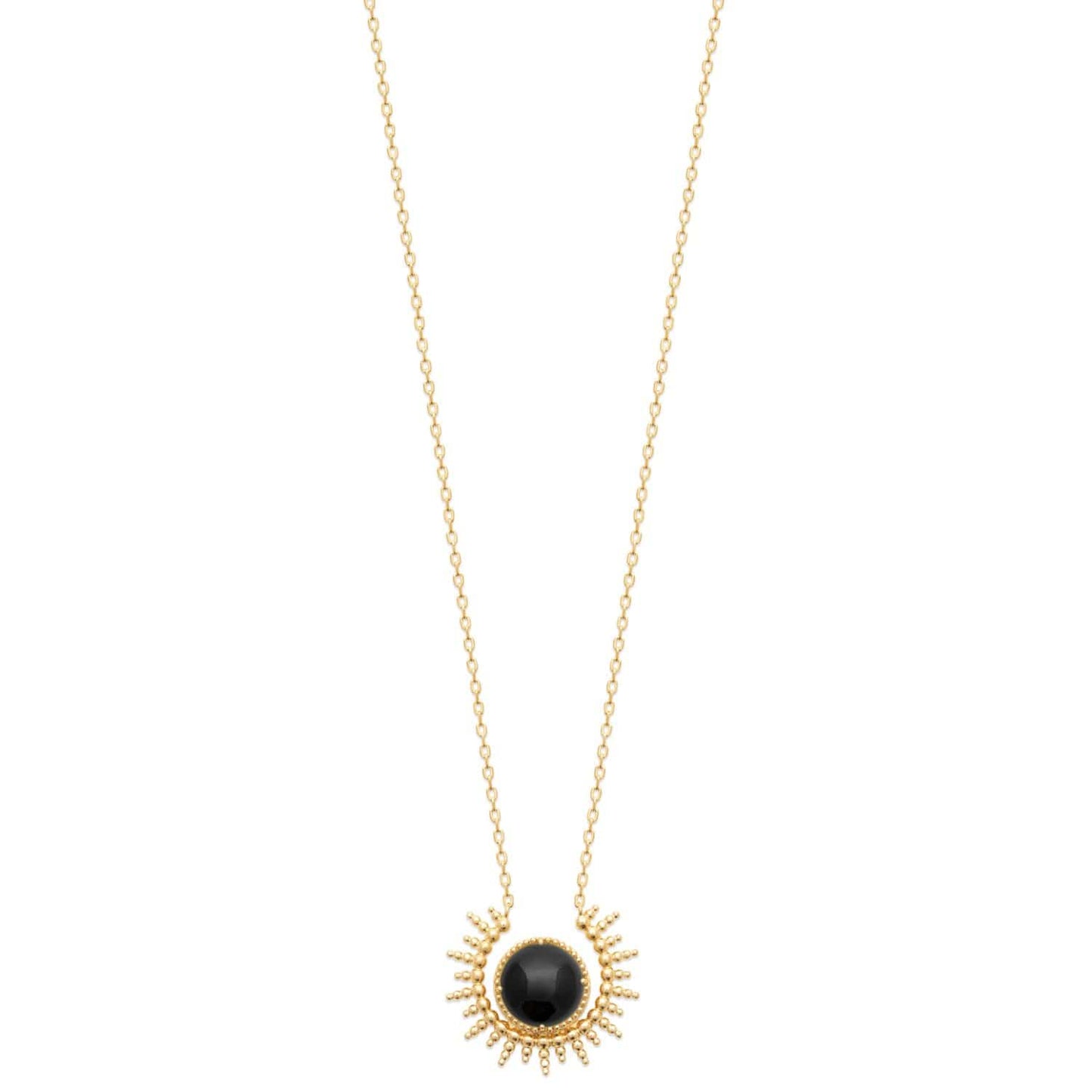 Collier Emma - Plaqué Or et Agate Noire - Aurore & Luna