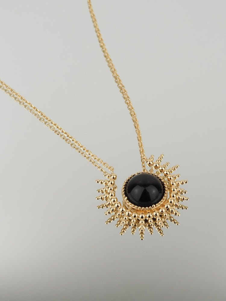 Collier Emma - Plaqué Or et Agate Noire - Aurore & Luna