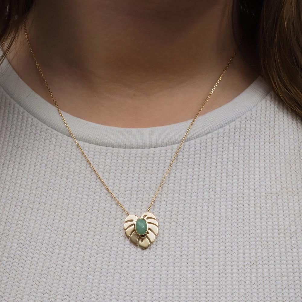 Collier Lou - Plaqué Or et Aventurine - Aurore & Luna