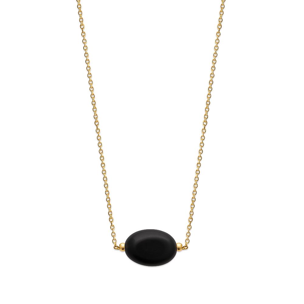 Collier Lyam - Plaqué Or et Agate Noire - Aurore & Luna