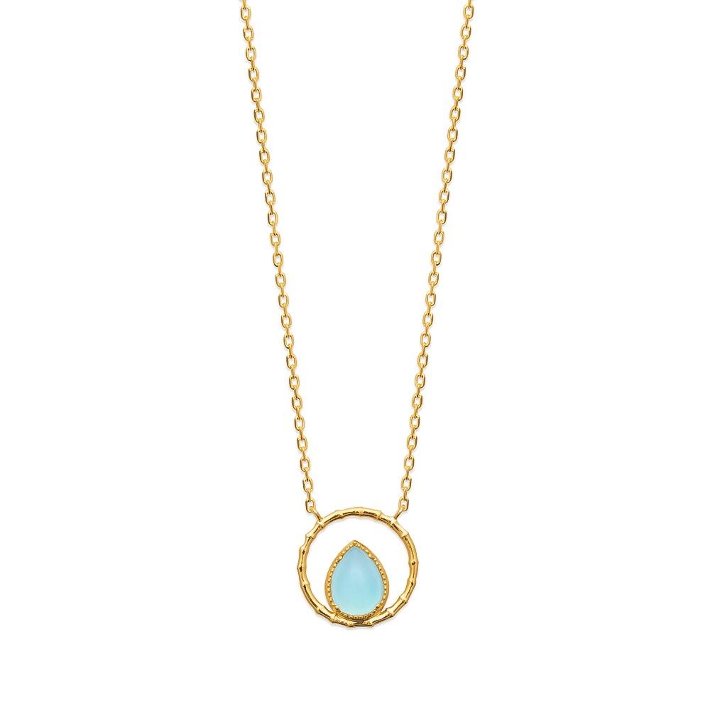 Collier Nina - Plaqué Or et Agate Bleue - Aurore & Luna