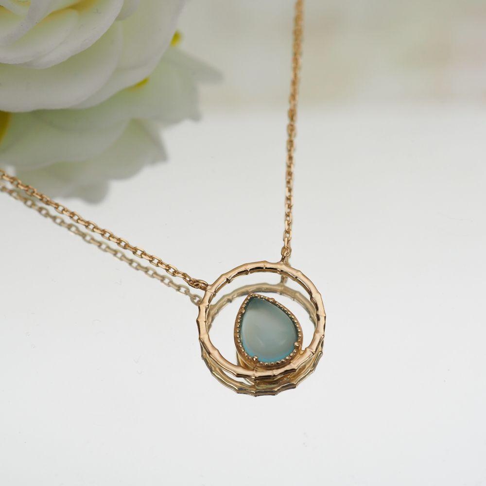 Collier Nina - Plaqué Or et Agate Bleue - Aurore & Luna