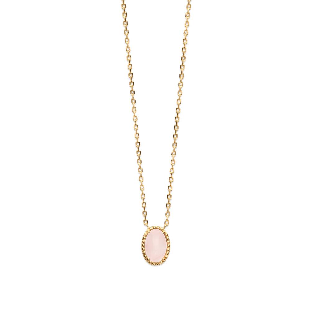 Collier Prune - Plaqué Or et Quartz Rose - Aurore & Luna