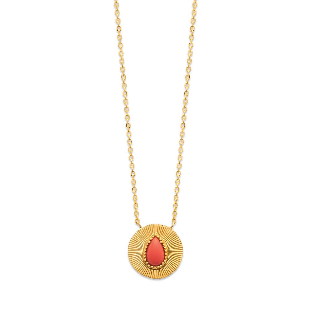 Collier Tamara - Plaqué Or et Pierre de Soleil - Aurore & Luna