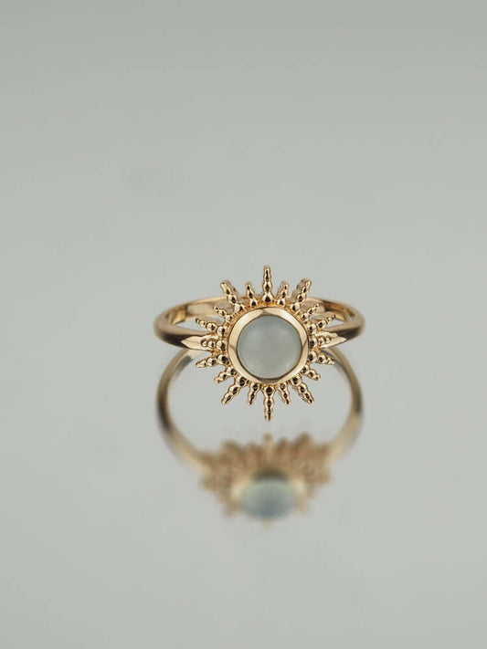 Bague Alice - Plaqué Or et Agate Bleue - Aurore & Luna