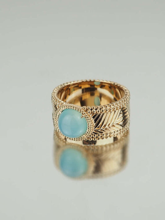 Bague Enora - Plaqué Or et Agate Bleue - Aurore & Luna