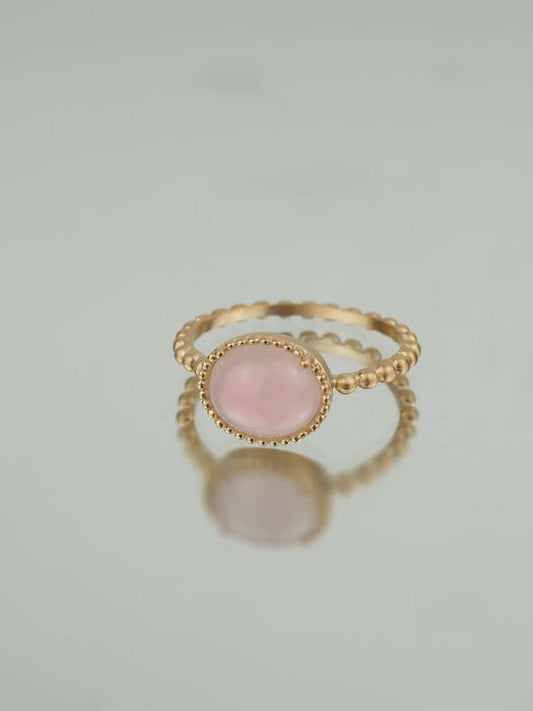 Bague Hélèna - Plaqué Or et Quartz Rose - Aurore & Luna