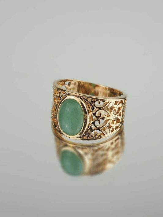 Bague Jasmine - Plaqué Or et Aventurine - Aurore & Luna
