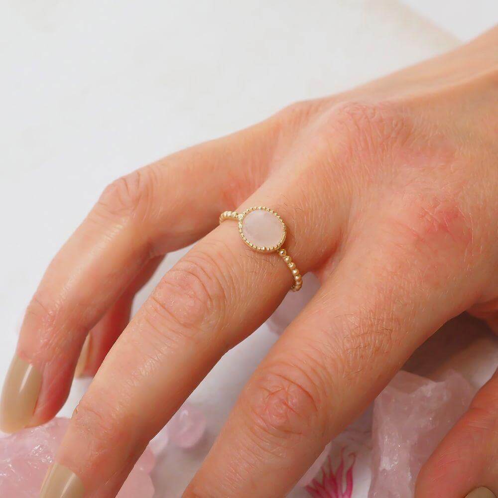 Bague Karla - Plaqué Or et Quartz Rose - Aurore & Luna