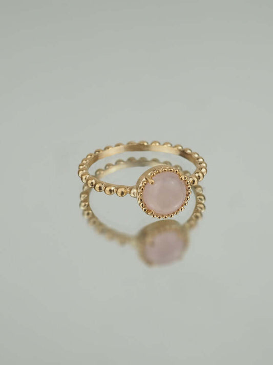 Bague Karla - Plaqué Or et Quartz Rose - Aurore & Luna