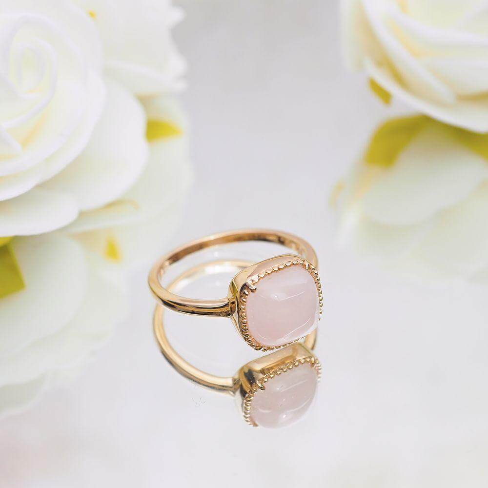 Bague Maria - Plaqué Or et Quartz Rose - Aurore & Luna