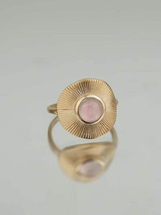 Bague Marine - Plaqué Or et Quartz Rose - Aurore & Luna