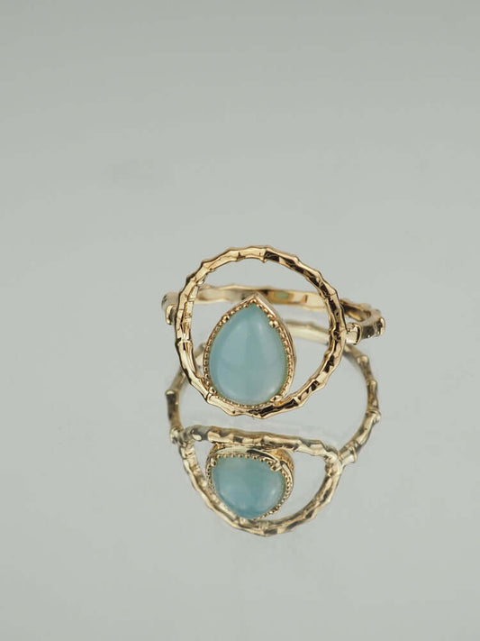 Bague Nina - Plaqué Or et Agate Bleue - Aurore & Luna