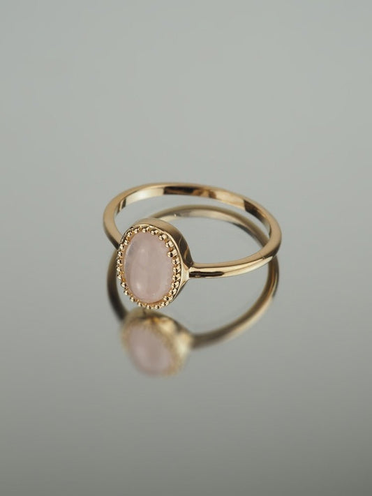 Bague Prune - Plaqué Or et Quartz Rose - Aurore & Luna