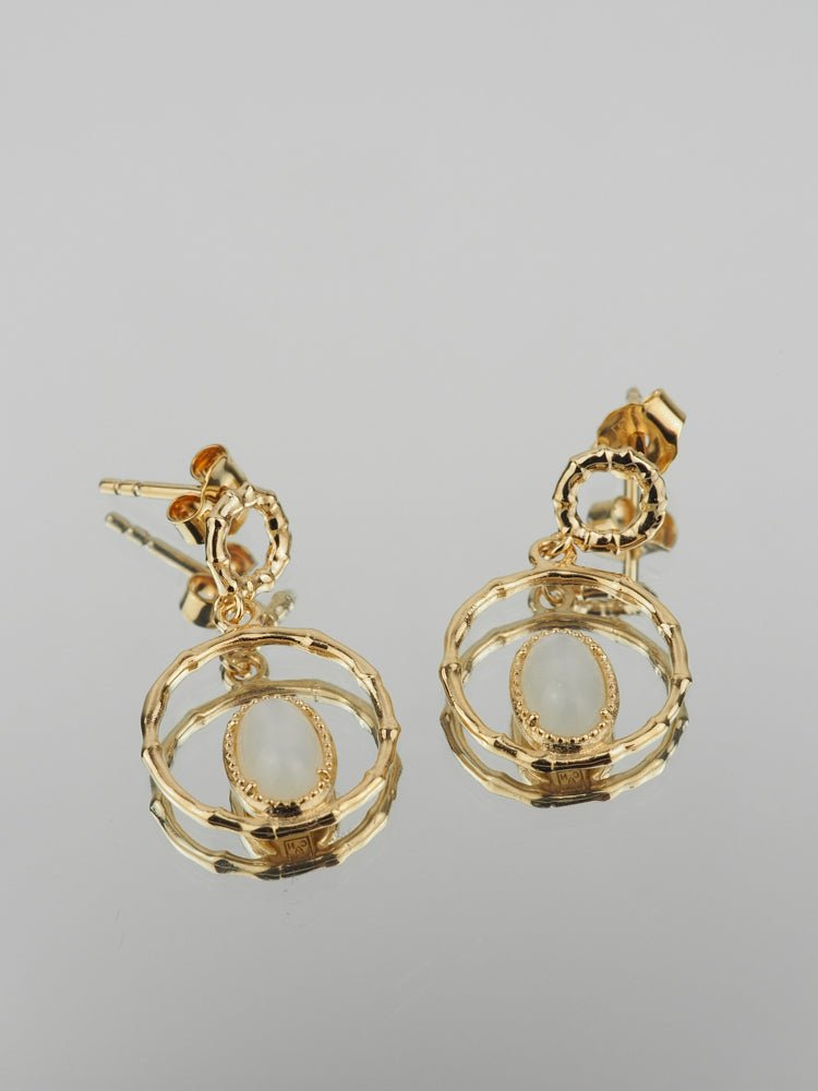 Boucles d'oreilles Bonnie - Plaqué Or et Pierre de Lune - Aurore & Luna