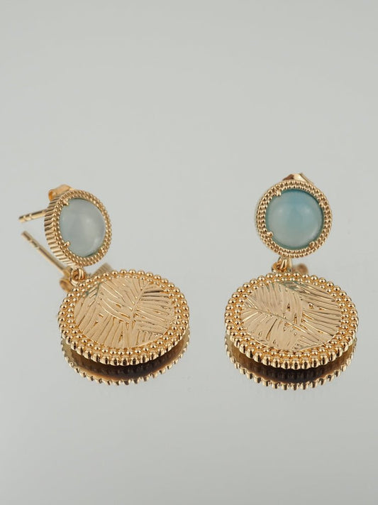 Boucles d'oreilles Enora - Plaqué Or et Agate Bleue - Aurore & Luna