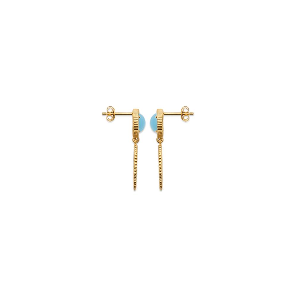 Boucles d'oreilles Enora - Plaqué Or et Agate Bleue - Aurore & Luna