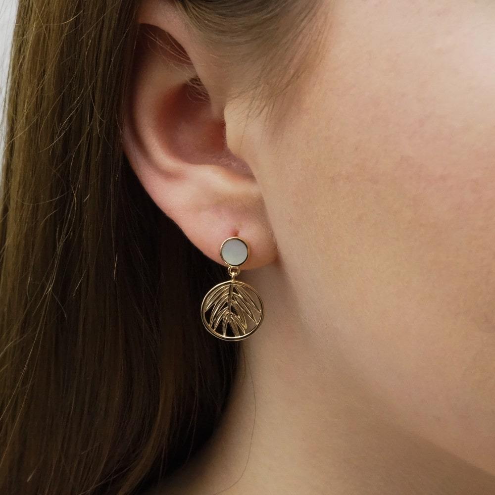 Boucles d'oreilles Hanna - Plaqué Or et Pierre Nacre - Aurore & Luna