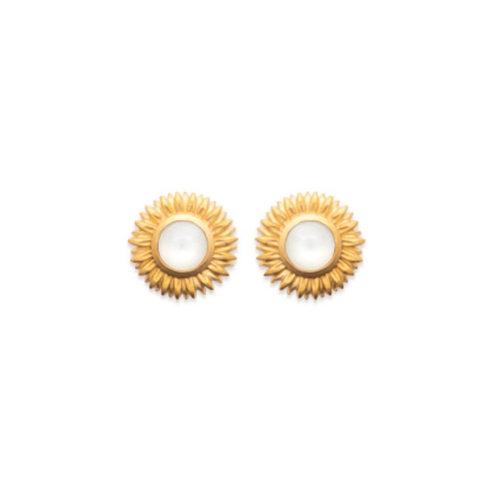 Boucles d'oreilles Judith - Plaqué Or et Pierre de Lune - Aurore & Luna
