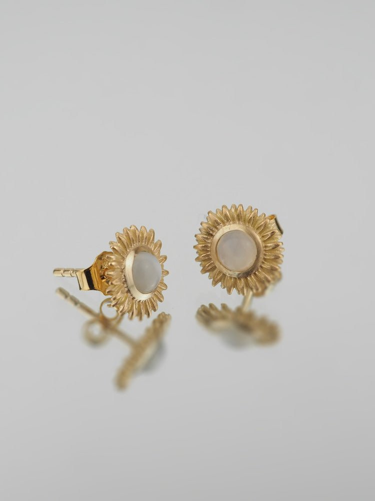 Boucles d'oreilles Judith - Plaqué Or et Pierre de Lune - Aurore & Luna