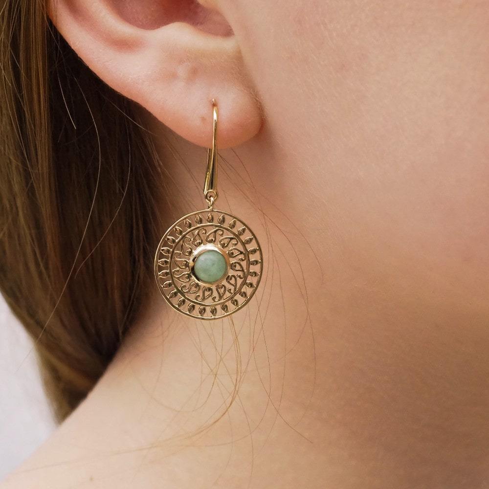 Boucles d'oreilles Monia - Plaqué Or et Aventurine - Aurore & Luna