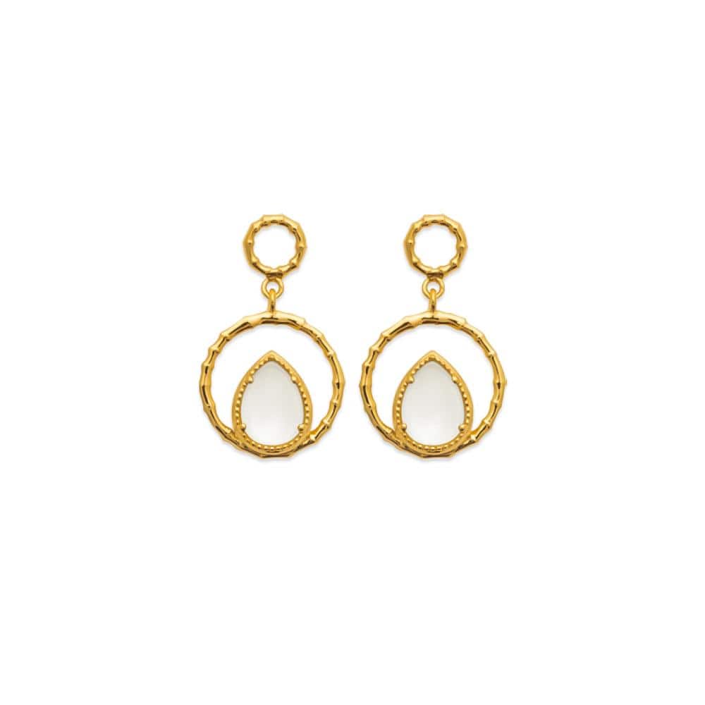 Boucles d'oreilles Nina - Plaqué Or et Pierre de Lune - Aurore & Luna
