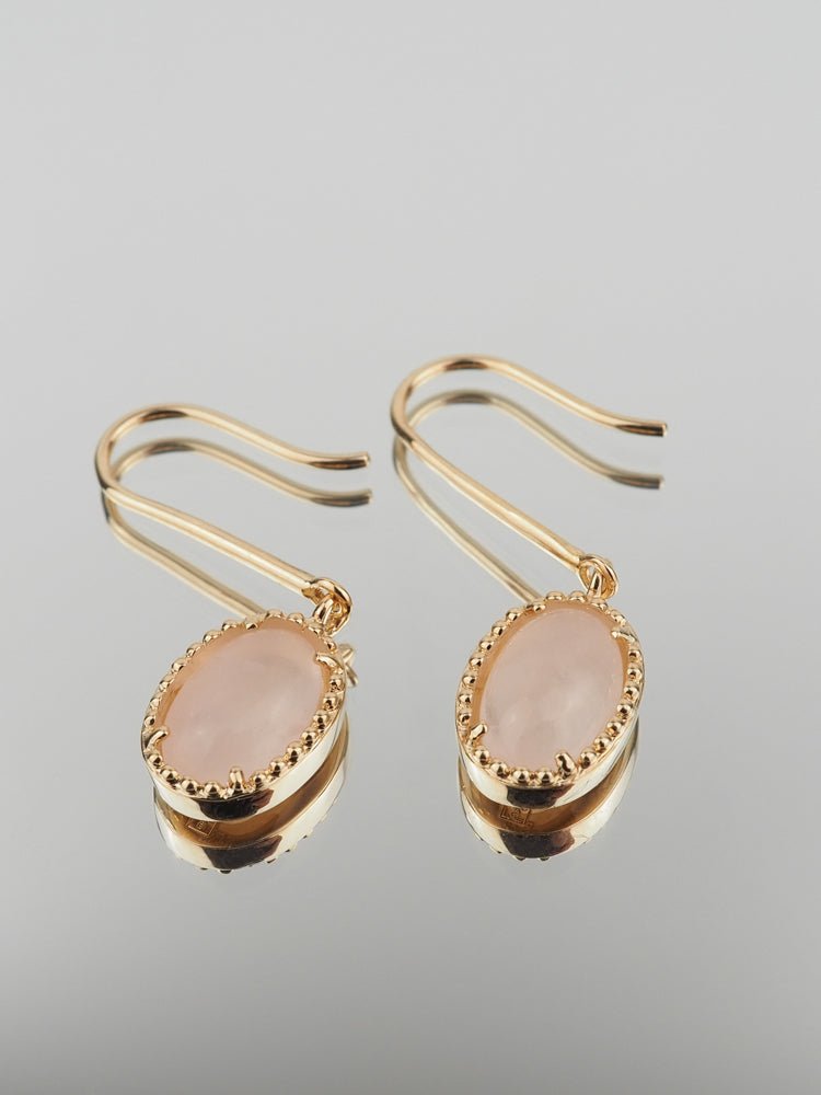 Boucles d'oreilles Prune - Plaqué Or et Quartz Rose - Aurore & Luna