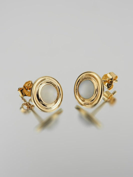 Boucles d'oreilles Rachel - Plaqué Or et Pierre de Lune - Aurore & Luna