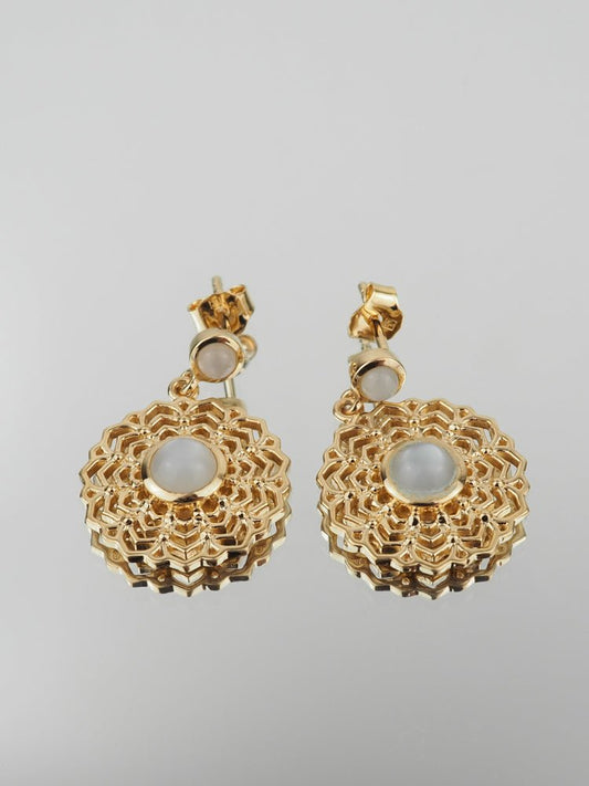 Boucles d'oreilles Sarah - Plaqué Or et Pierre de Lune - Aurore & Luna
