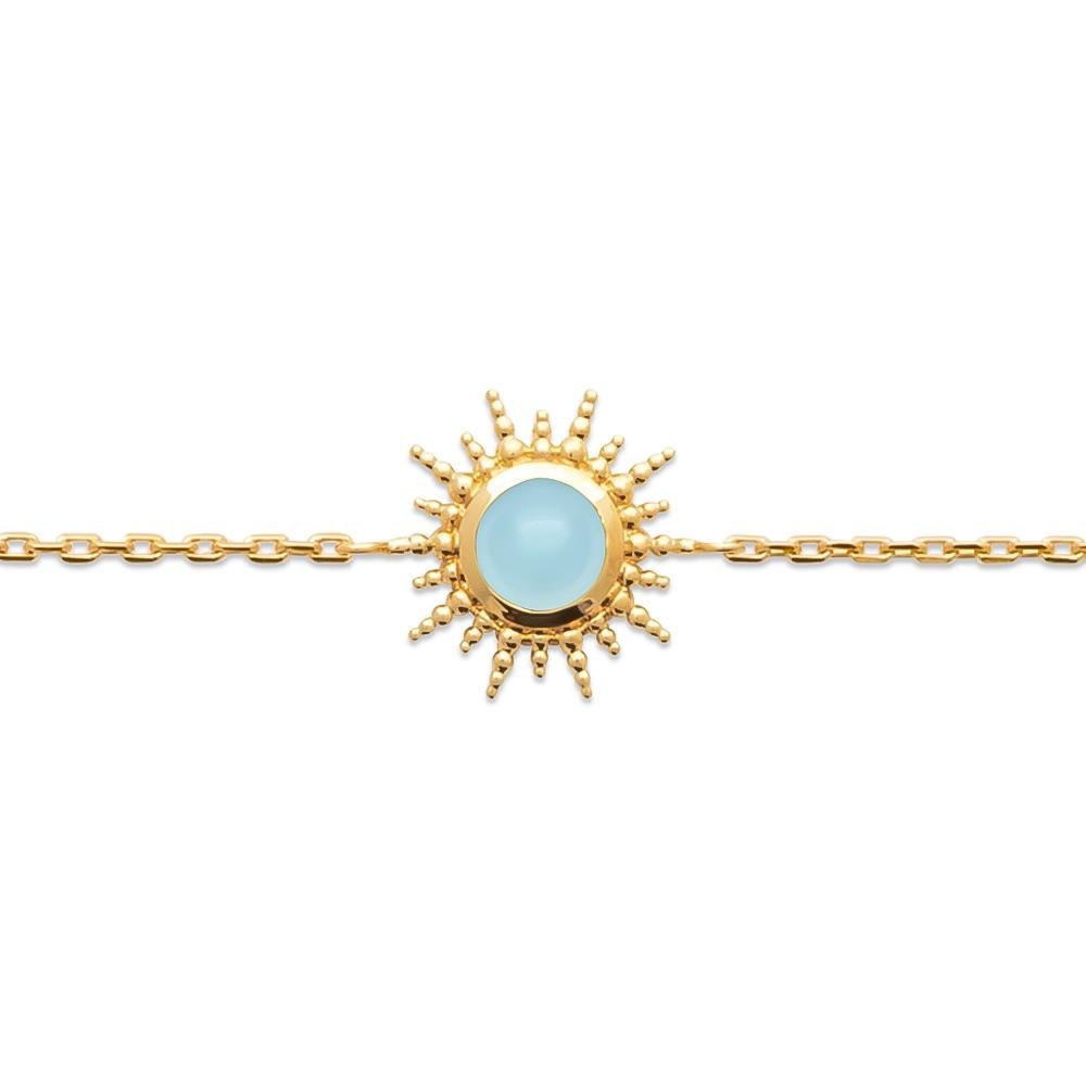 Bracelet Alice - Plaqué Or et Agate Bleue - Aurore & Luna
