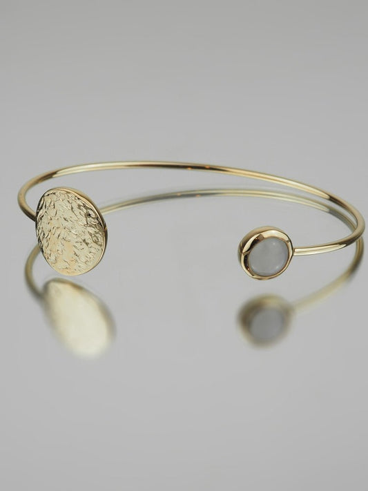 Bracelet Jonc Anaïs - Plaqué Or et Pierre de Lune - Aurore & Luna