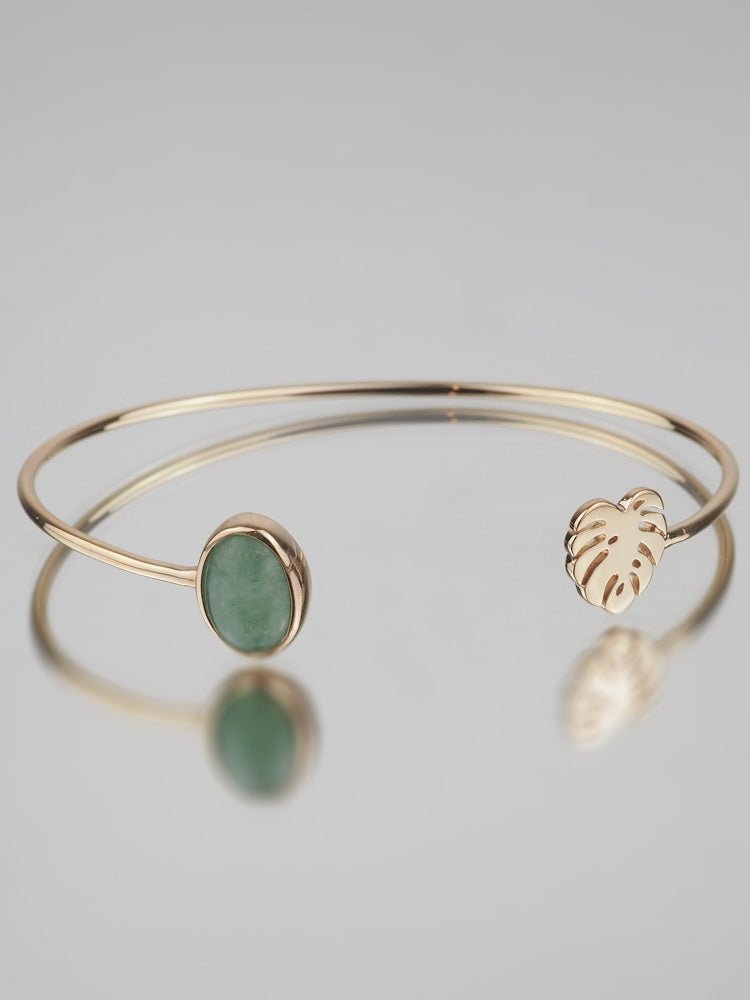 Bracelet Jonc Lou - Plaqué Or et Aventurine - Aurore & Luna