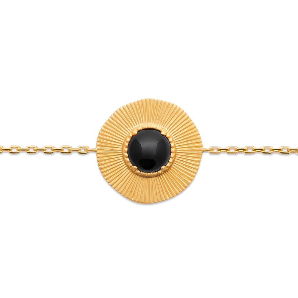 Bracelet Marine - Plaqué Or et Agate Noire - Aurore & Luna