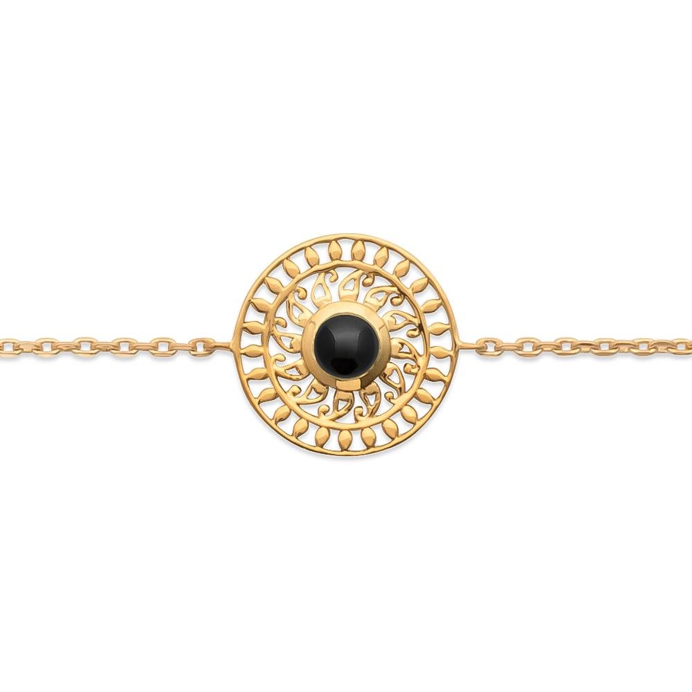 Bracelet Monia - Plaqué Or et Agate Noire - Aurore & Luna