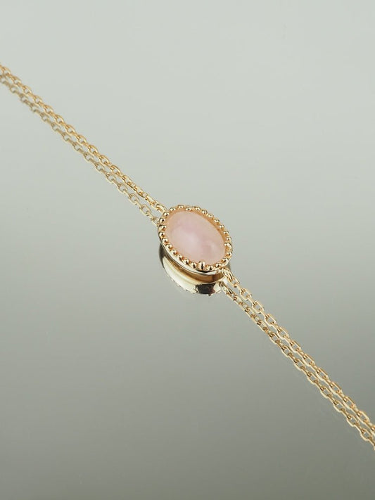 Bracelet Prune - Plaqué Or et Quartz Rose - Aurore & Luna