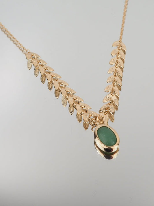 Collier Aïnoa - Plaqué Or et Aventurine - Aurore & Luna