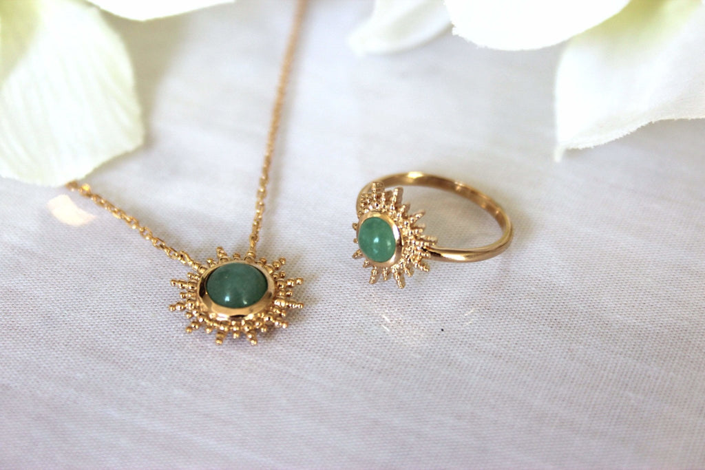 Collier Alice - Plaqué Or et Aventurine - Aurore & Luna