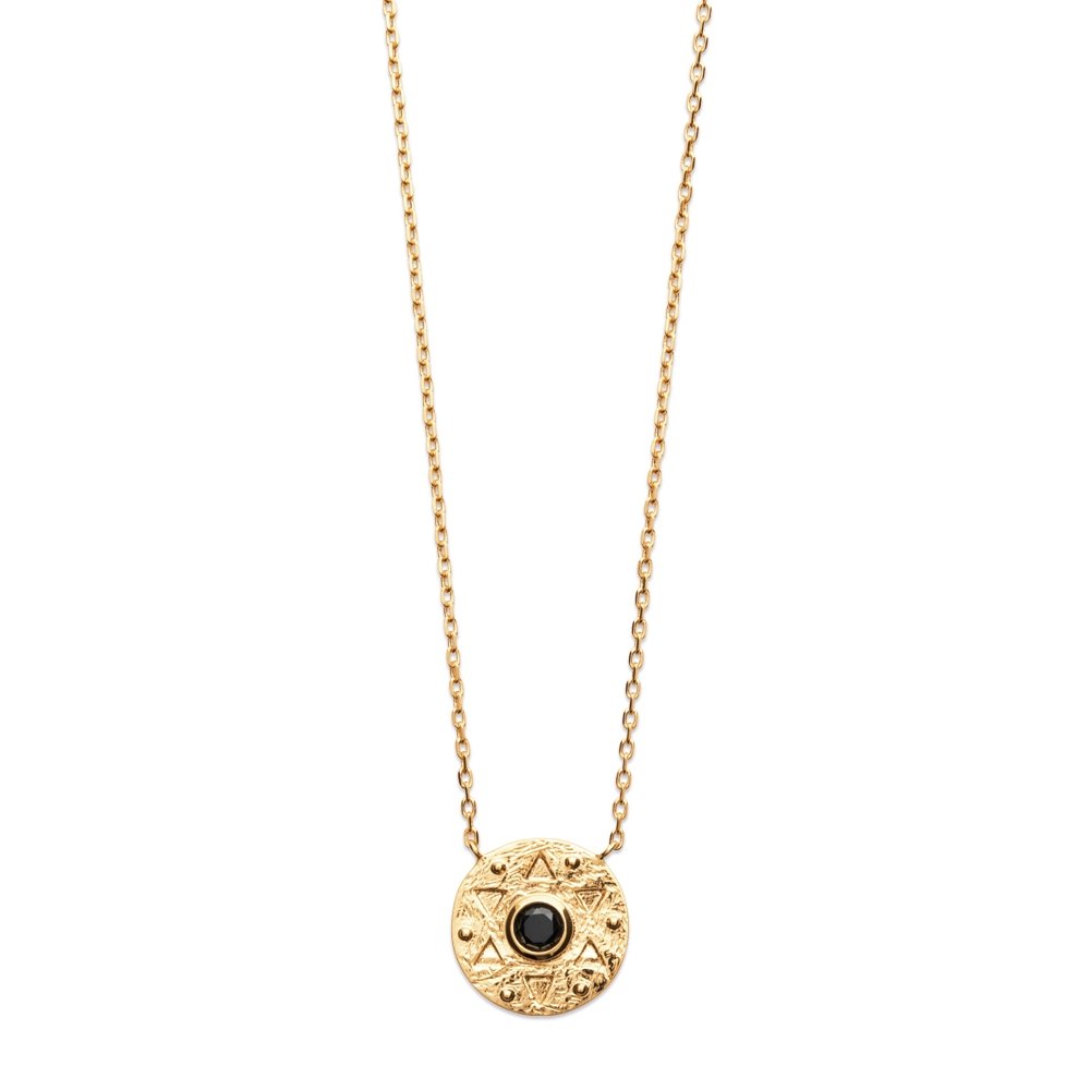 Collier Jad - Plaqué Or et Agate Noire - Aurore & Luna