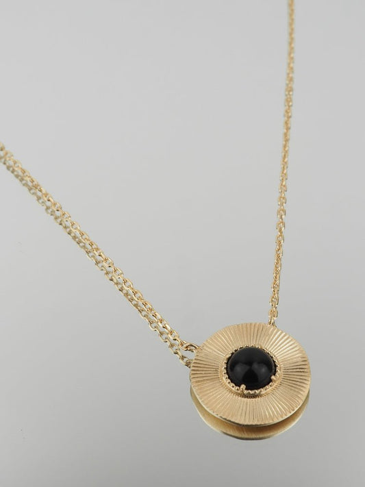 Collier Marine - Plaqué Or et Agate Noire - Aurore & Luna